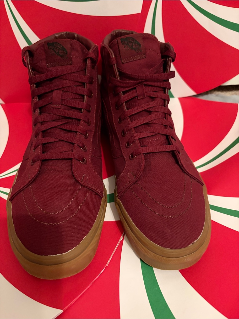 Vans Men's Burgundy Canvas High-Top Sneakers with Gum Outsole